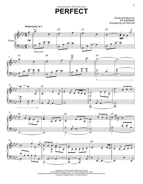 perfect the piano guys sheet music